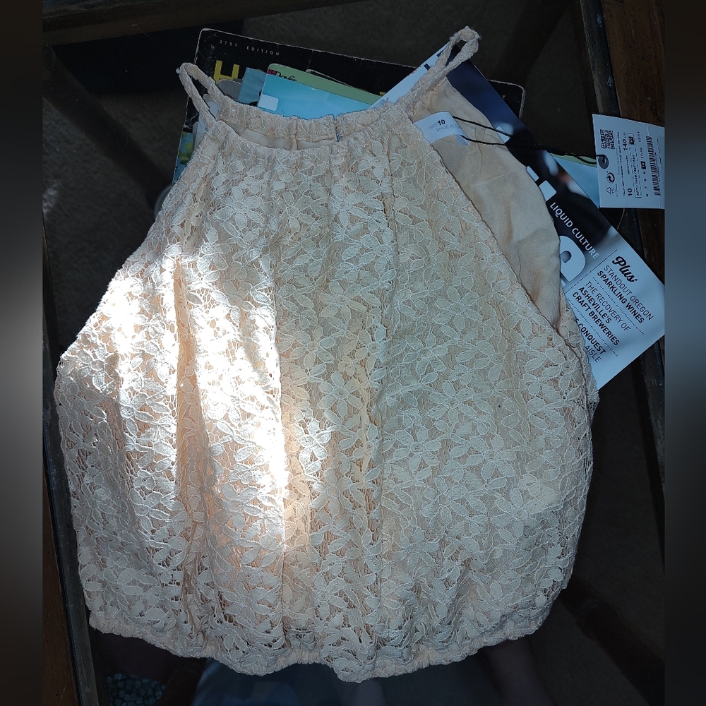 Zara Peach Lace Cropped Camisole Top Girls Sz 10